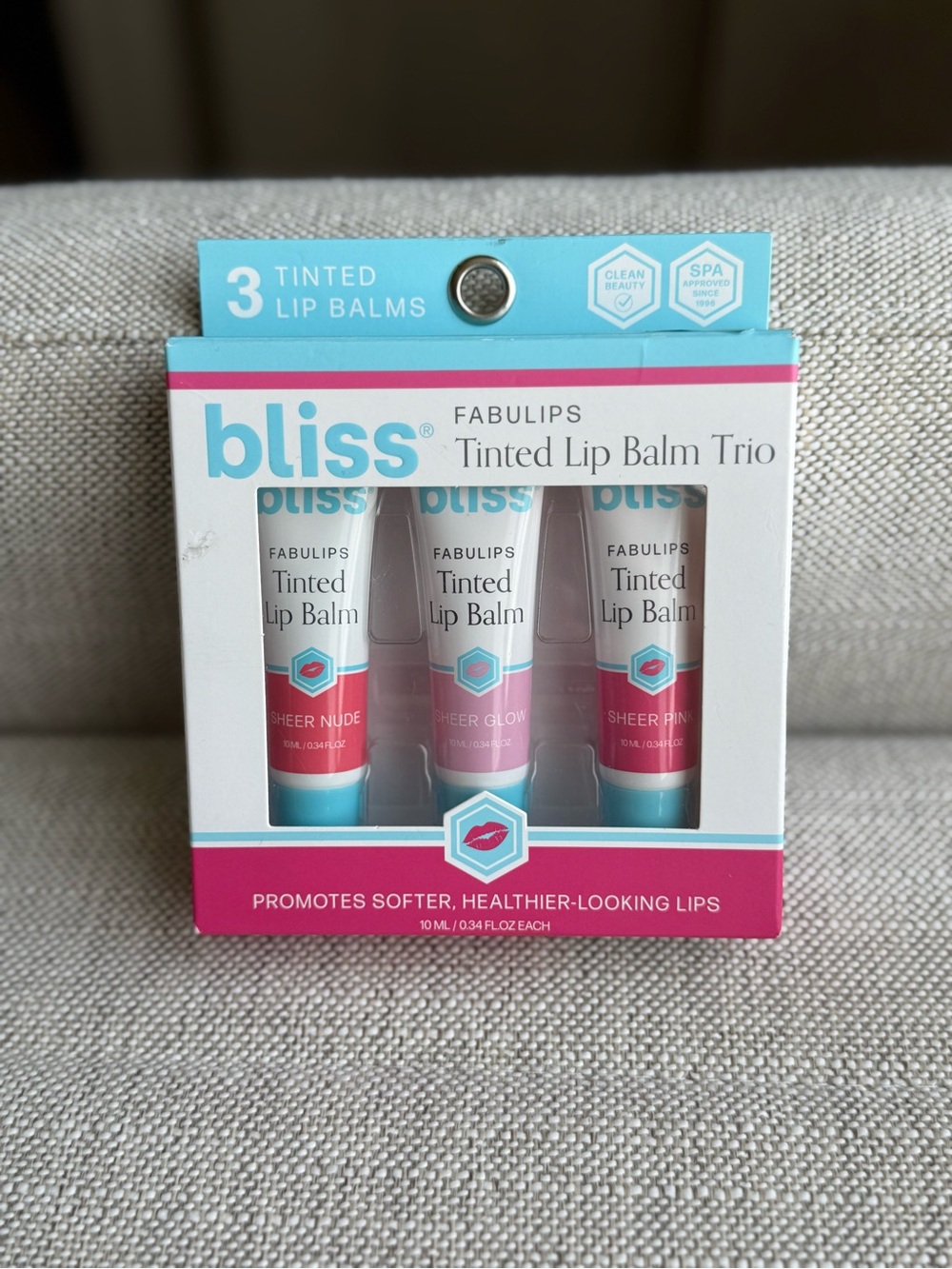 Bliss Tinted Lip Balm Trio - Pink and Aqua Packaging